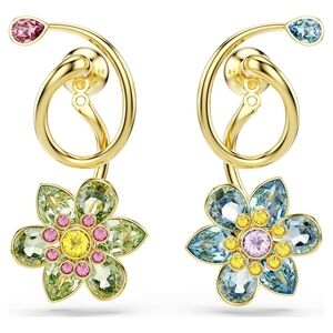 Swarovski Idyllia Mixed-Cut Flower Drop Earrings - Multicoloured, Gold-Tone